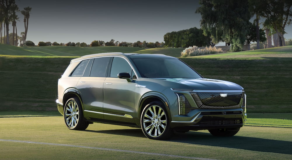 Grey 2026 Cadillac VISTIQ for sale parked on a field.