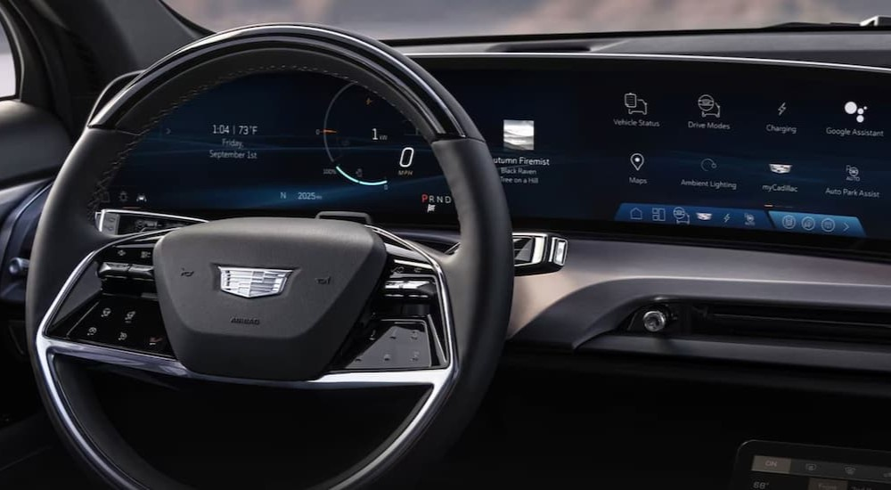 The black dash in a 2026 Cadillac VISTIQ for sale.